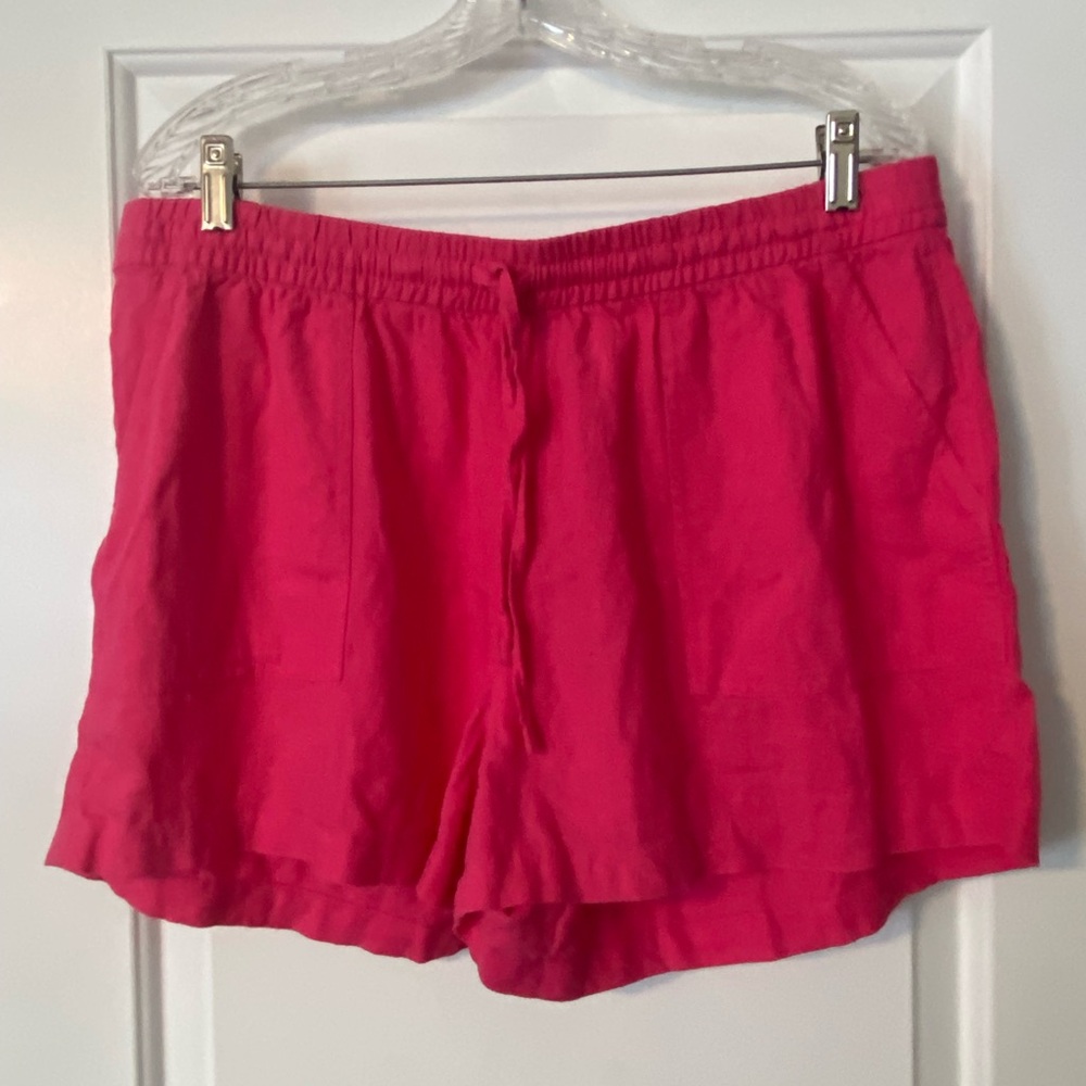 NEW J. Crew Factory Linen Blend Drawstring Shorts Hot Pink Size Large
